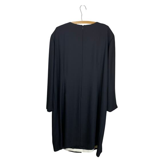 Elizabeth Claiborne Black Georgette Overlay White Sheath Dress Size 24 - Picture 4 of 7